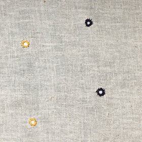  White Handloom Mirror Work Organic Kala Cotton Fabric