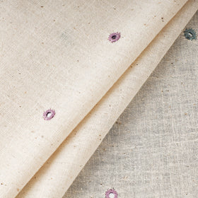  White Handloom Mirror Work Organic Kala Cotton Fabric