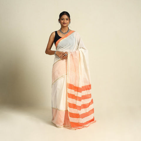 Handloom Missing Checks Cotton Off White Mangalagiri Saree