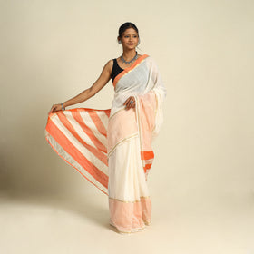 Handloom Missing Checks Cotton Off White Mangalagiri Saree