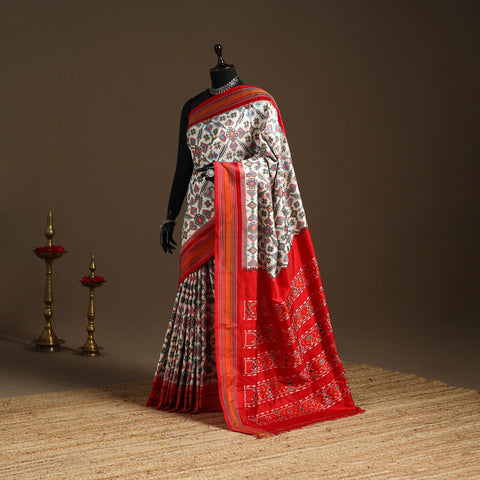 Handloom mulberry silk patola ikat pochampally saree 10