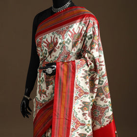 Handloom mulberry silk patola ikat pochampally saree 14