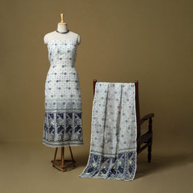 Handloom phulia jamdani silk cotton 2pc unstitched dress