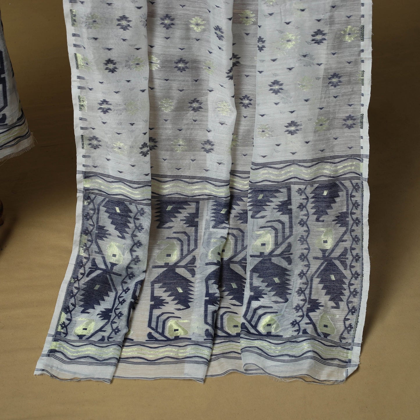 Handloom phulia jamdani silk cotton 2pc unstitched dress