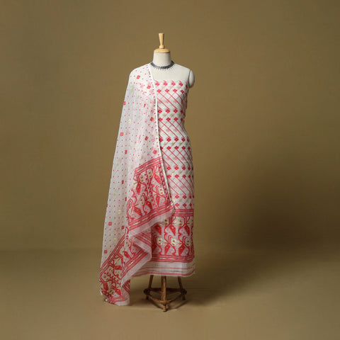 Handloom phulia jamdani silk cotton 2pc unstitched dress