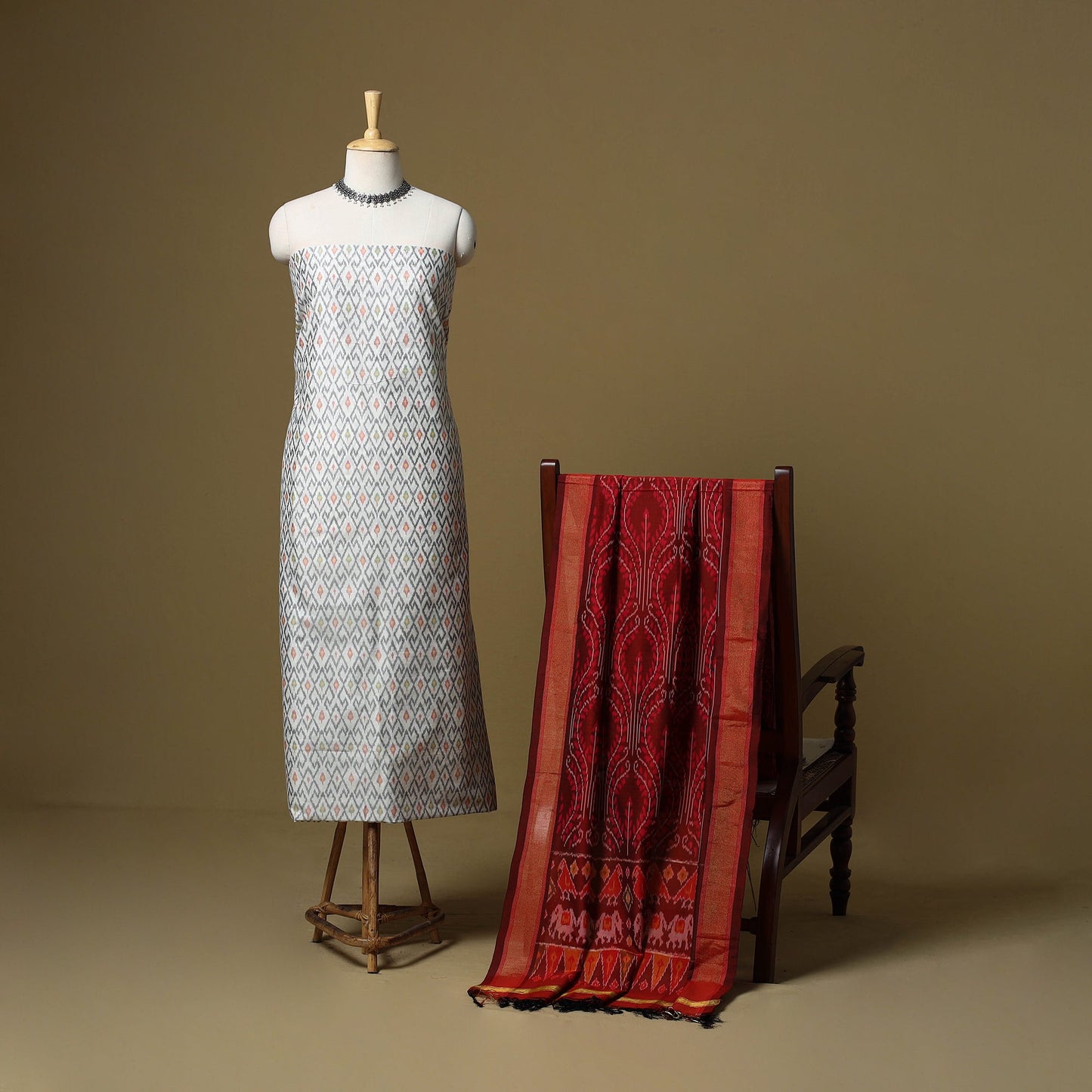 Handloom sico pochampally ikat 2pc unstitched dress