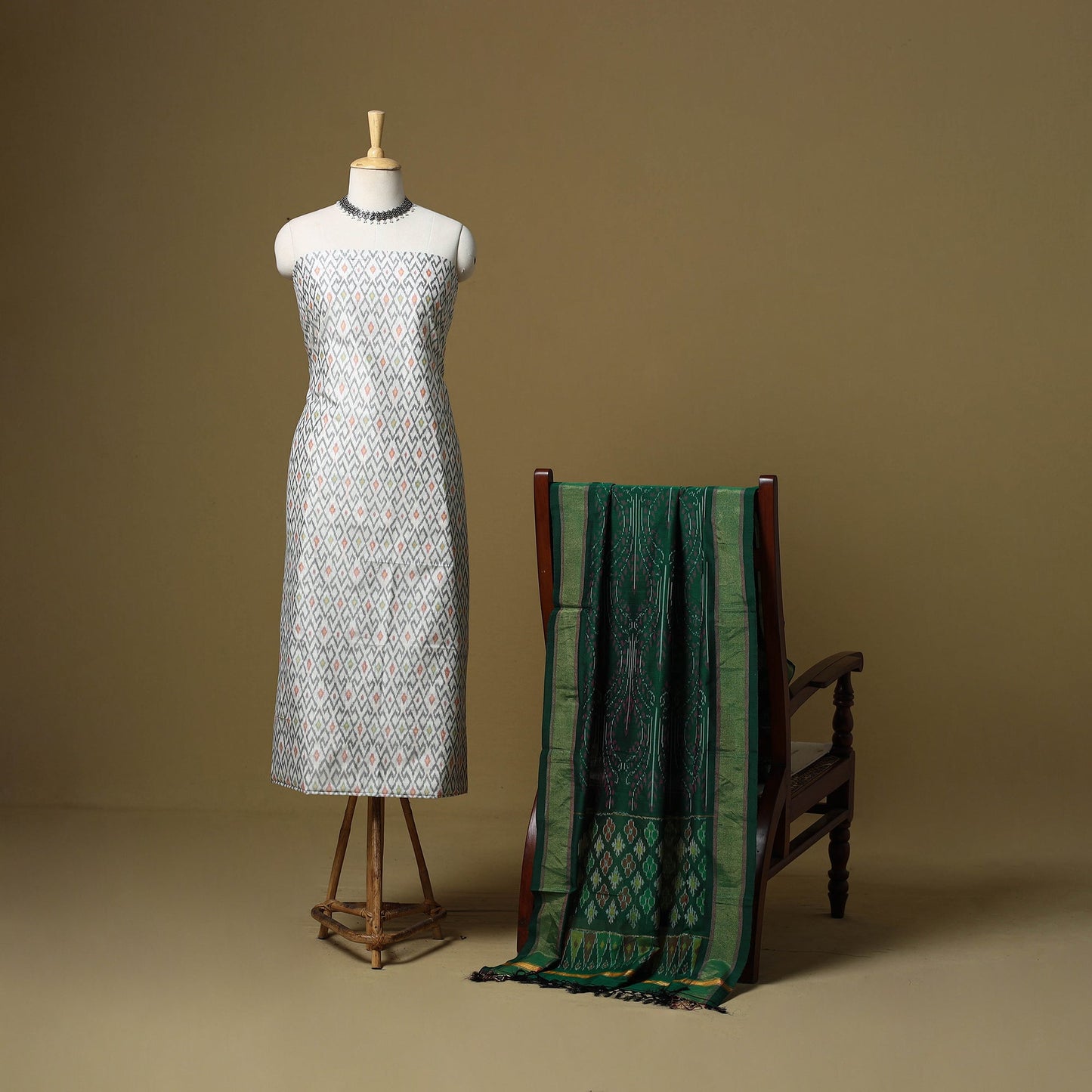 Handloom sico pochampally ikat 2pc unstitched dress