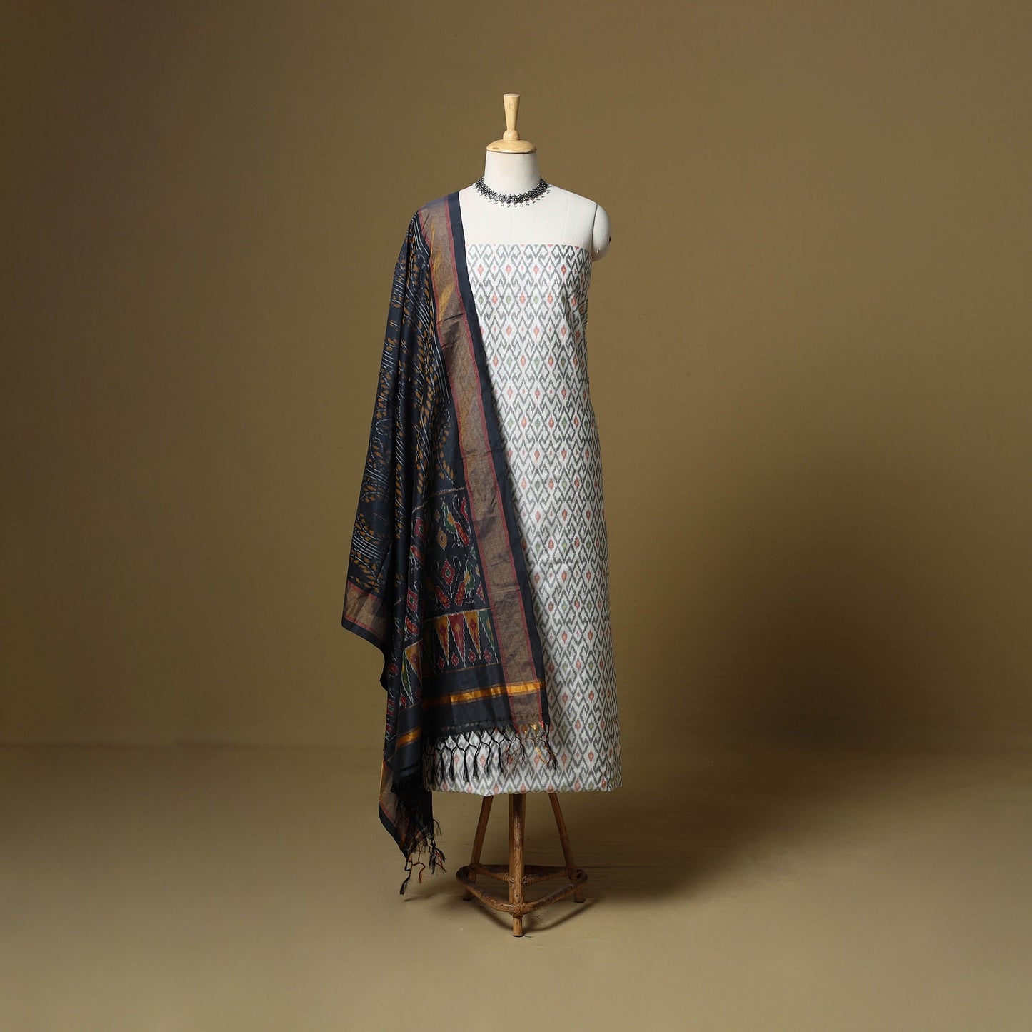 Handloom sico pochampally ikat 2pc unstitched dress
