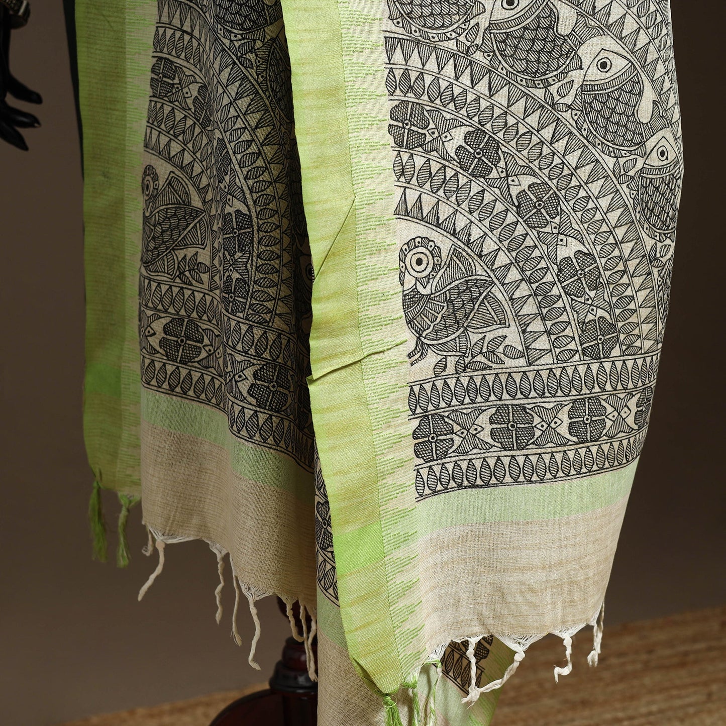 Handloom silk cotton handpainted madhubani dupatta 06