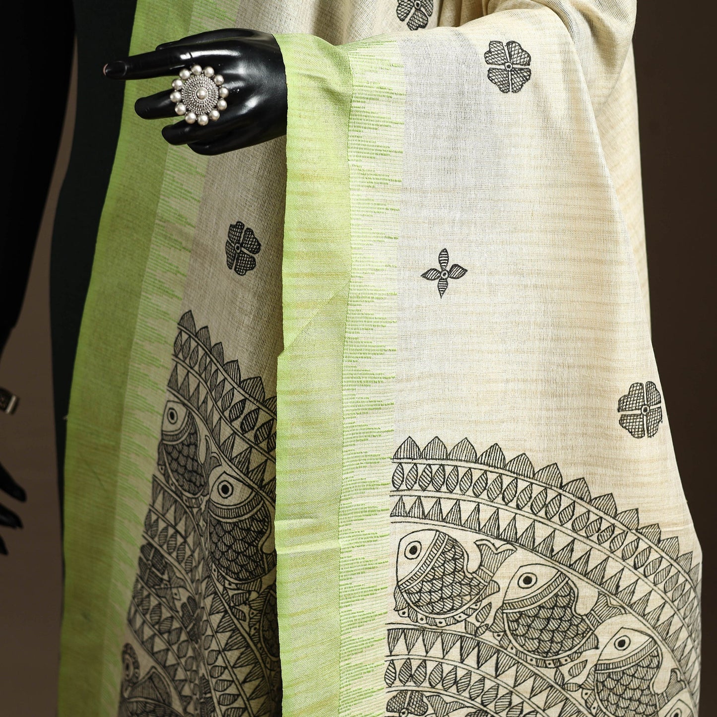 Handloom silk cotton handpainted madhubani dupatta 06