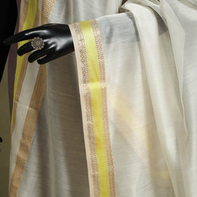 White - handloom silk cotton maheshwari dupatta 07