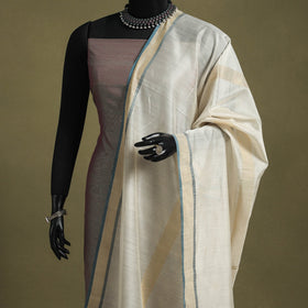 White - handloom silk cotton maheshwari dupatta 41