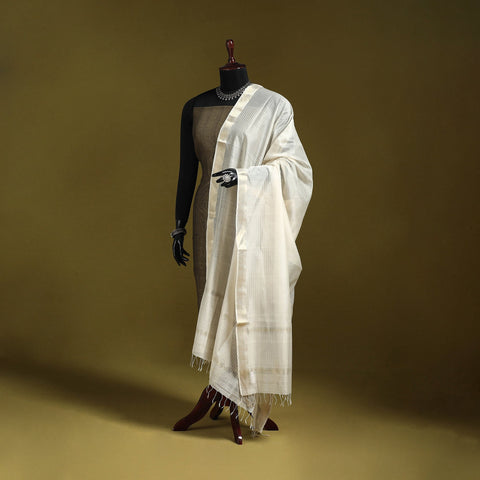 Handloom silk cotton maheshwari dupatta with zari border 06