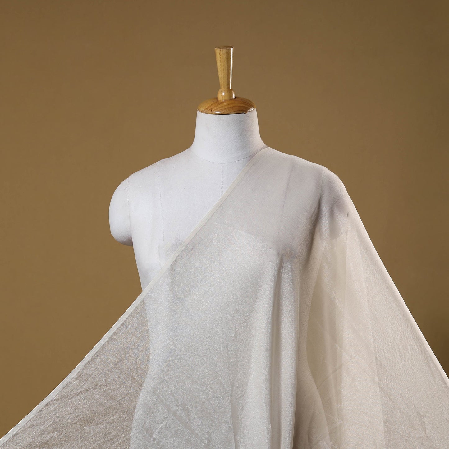 White - handloom silk cotton tissue zari chanderi fabric 06