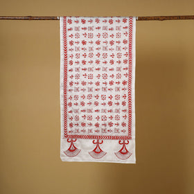 White - handloom tussar silk bengal kantha work stole 05