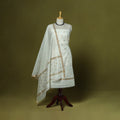Handloom zari buti chanderi silk 2pc unstitched dress