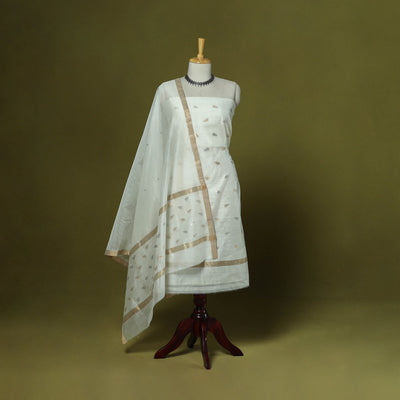 Handloom zari buti chanderi silk 2pc unstitched dress