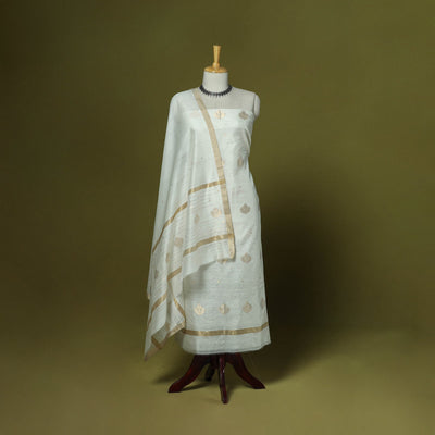 Handloom zari buti chanderi silk 2pc unstitched dress