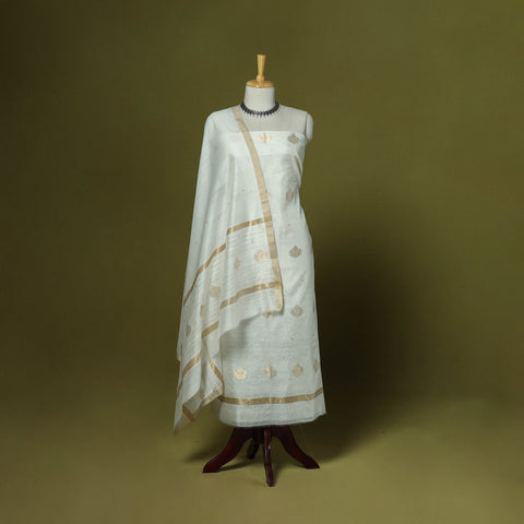 Handloom zari buti chanderi silk 2pc unstitched dress