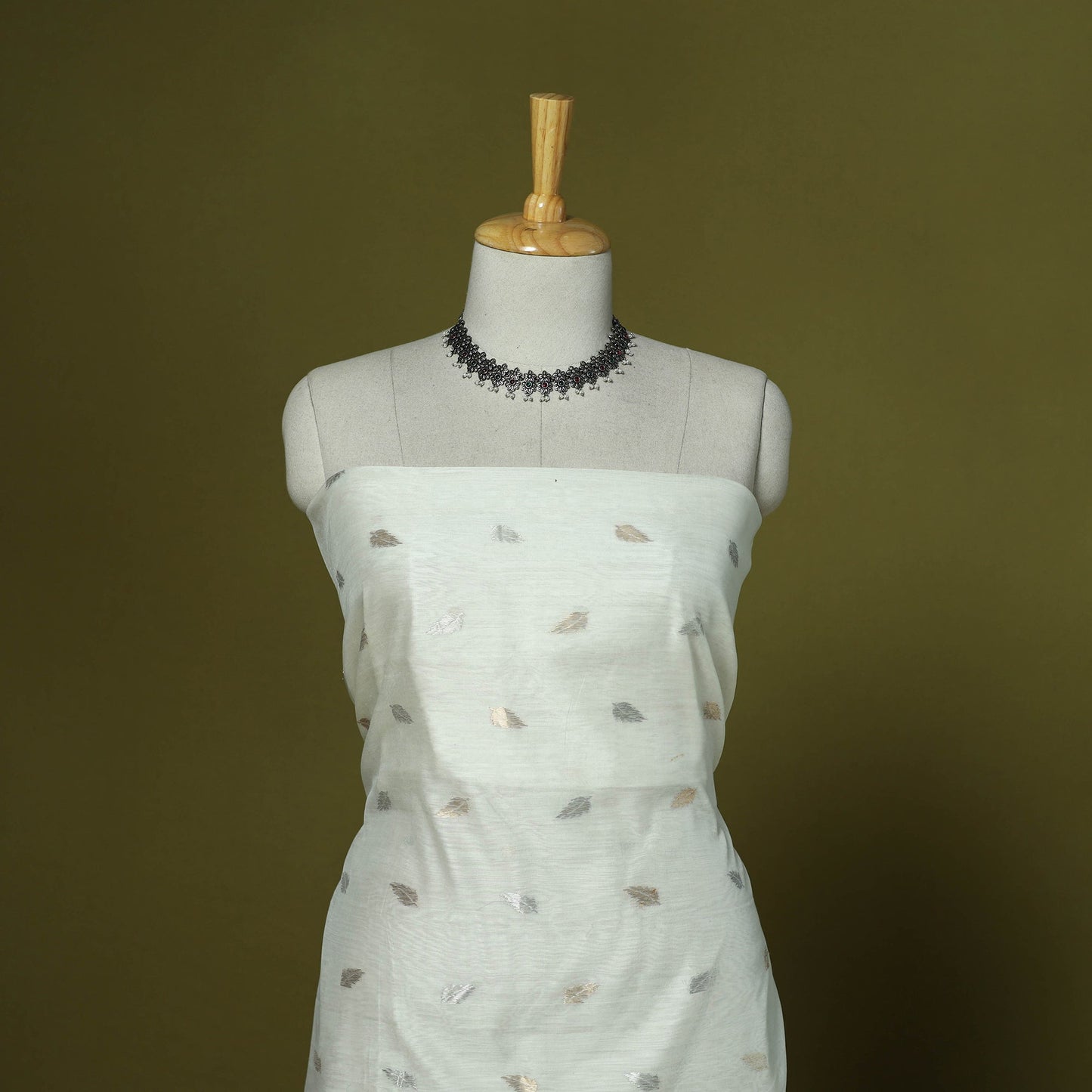 Handloom zari buti chanderi silk 2pc unstitched dress