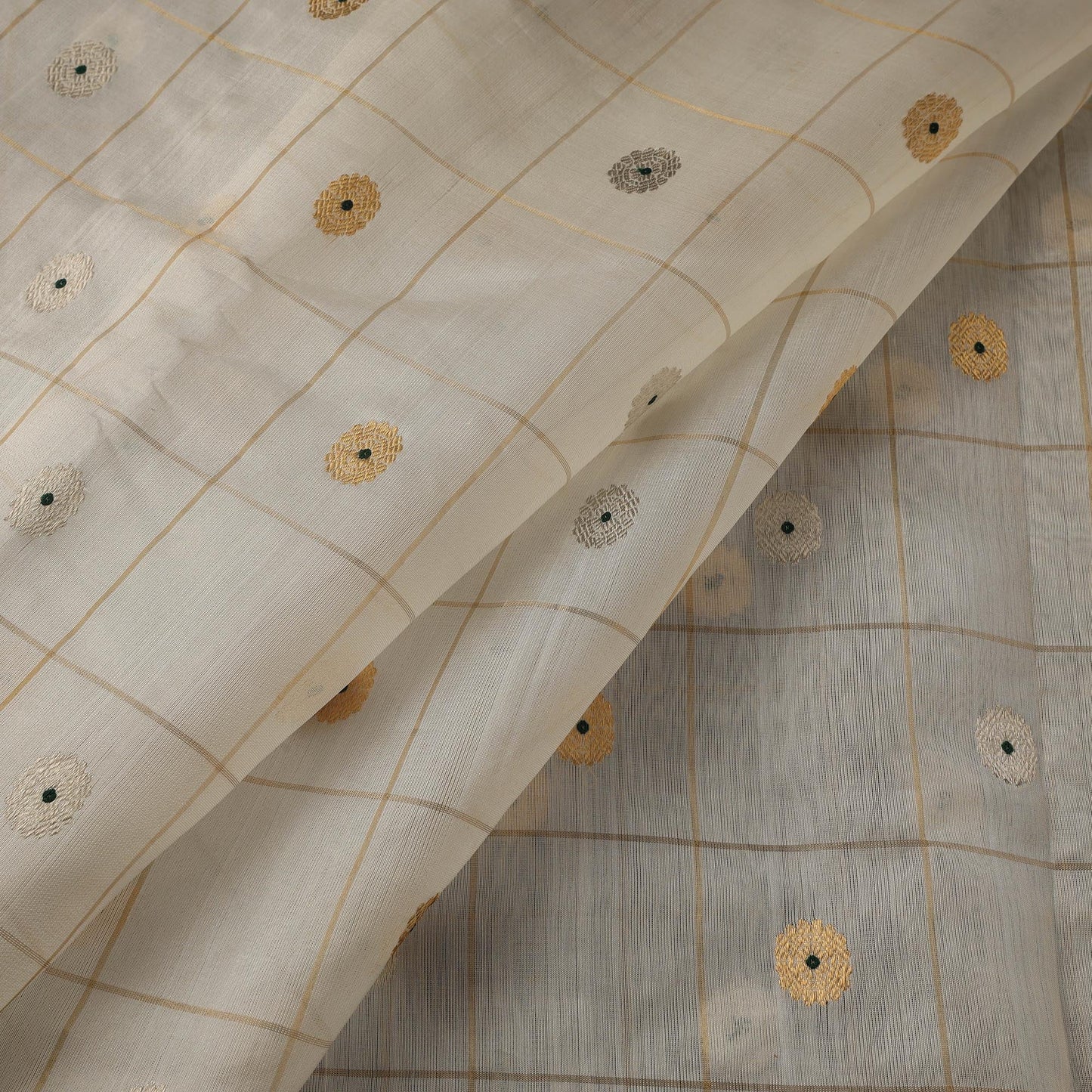 Handloom zari buti pure chanderi silk fabric 14