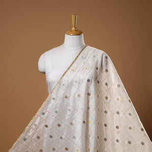 Handloom zari buti pure chanderi silk fabric 14