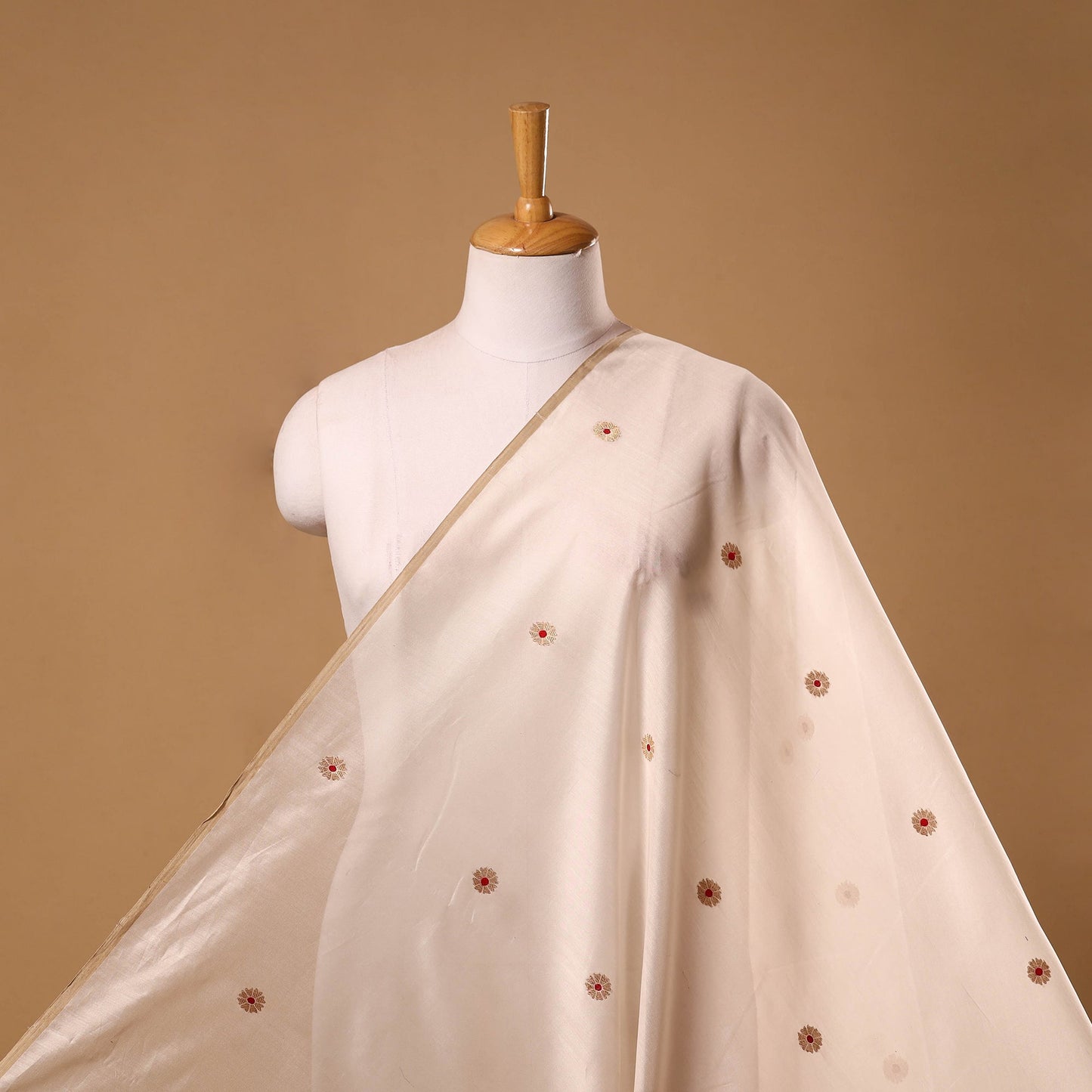 Handloom zari meena buti chanderi silk fabric 43