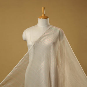 Handloom zari stripes chanderi silk fabric 01 - handcrafted