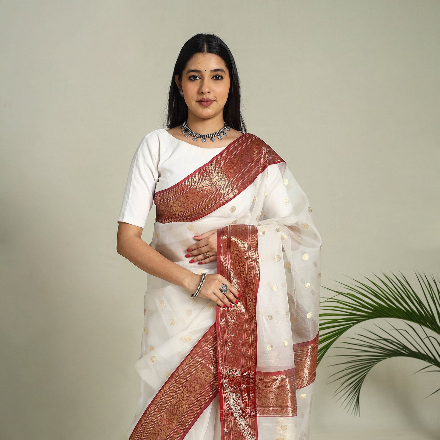 Buy Handloom Zari Work Chanderi Katan Silk Saree