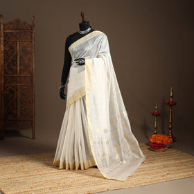 White - handloom zari work chanderi silk saree 05