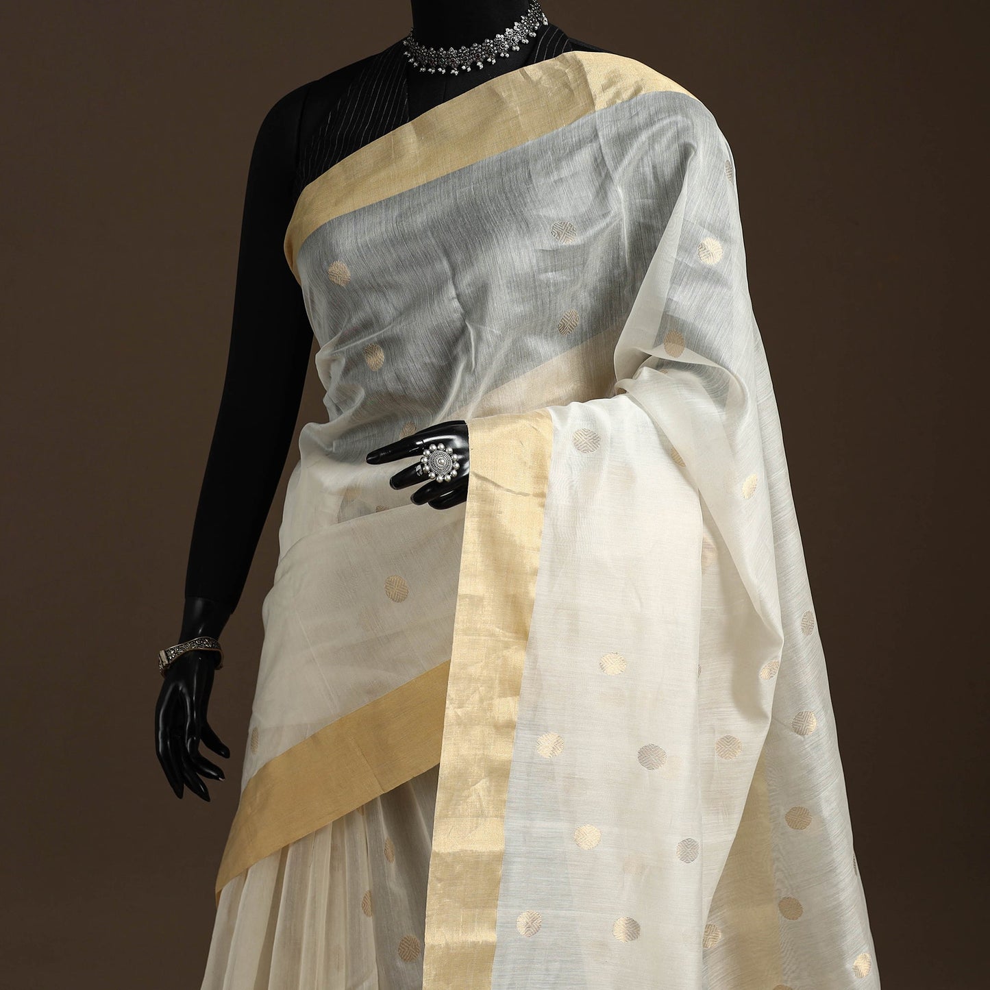 Handloom zari work chanderi silk saree 11 - handcrafted