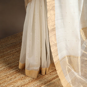 White - handloom zari work chanderi silk saree 20