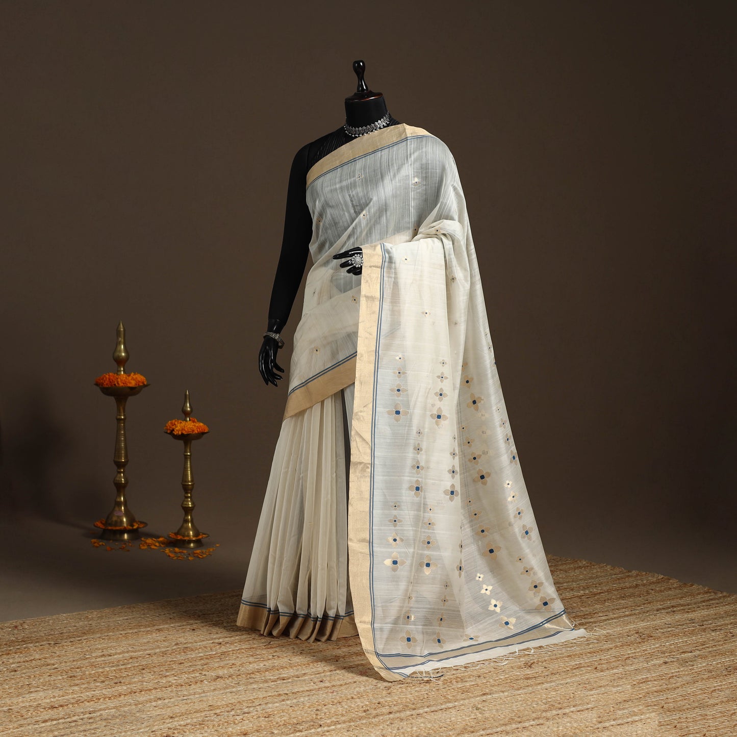 Handloom zari work chanderi silk saree 21 - handcrafted