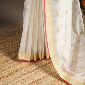 White - handloom zari work chanderi silk saree 23