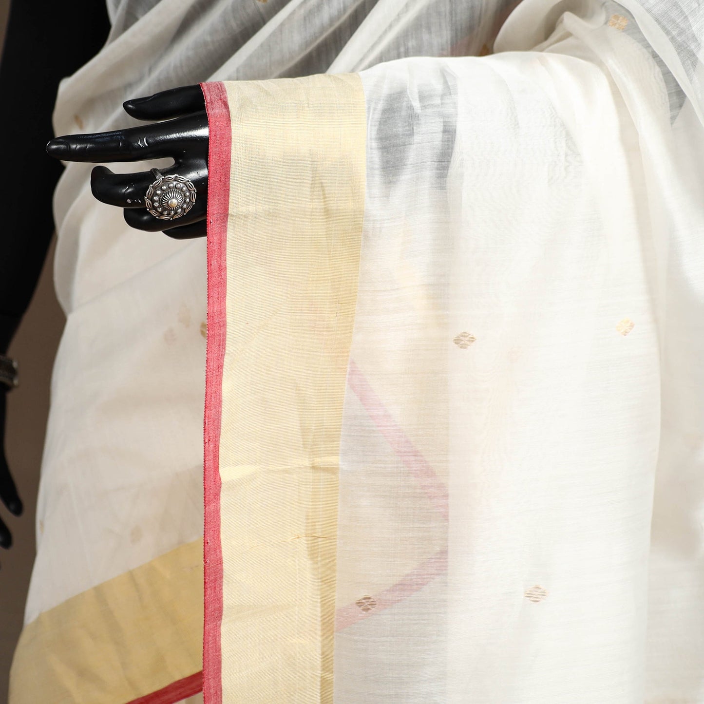 White - handloom zari work chanderi silk saree 23