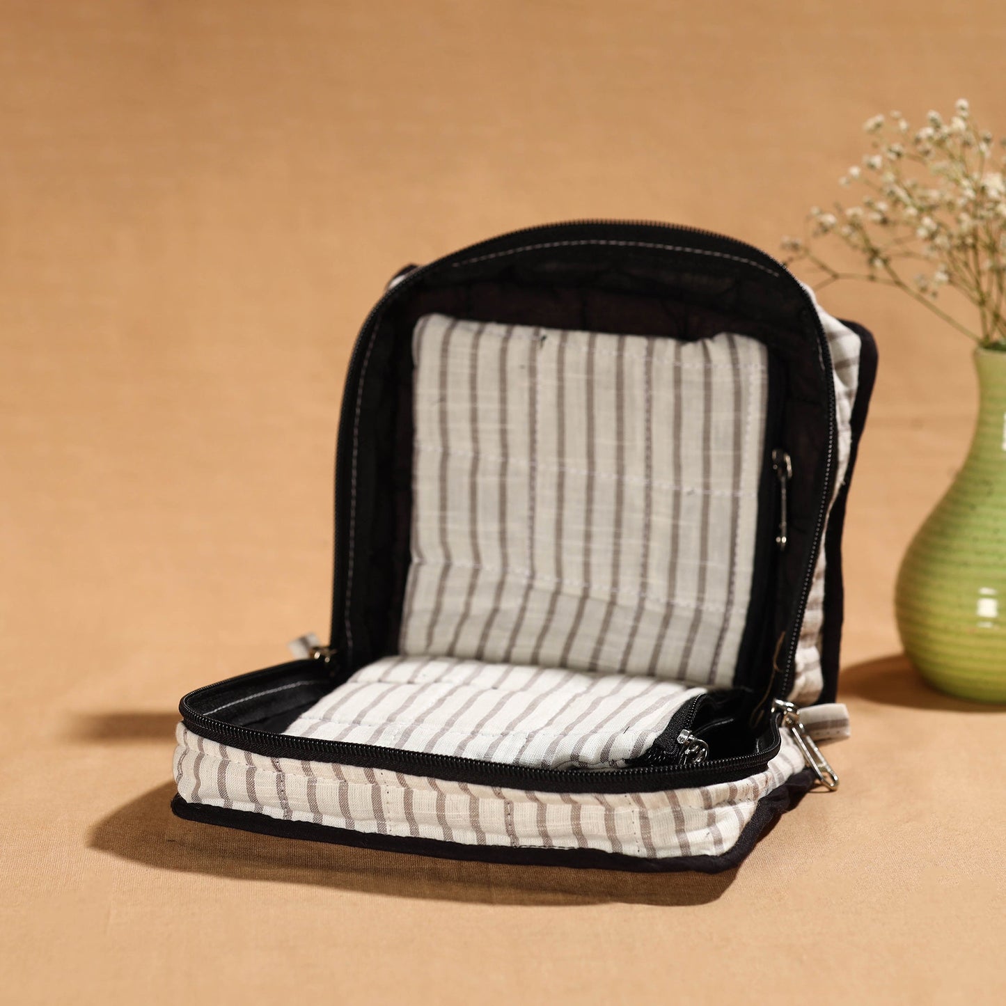 White Multipurpose Jewellery Bag with 4 Storage Pockets