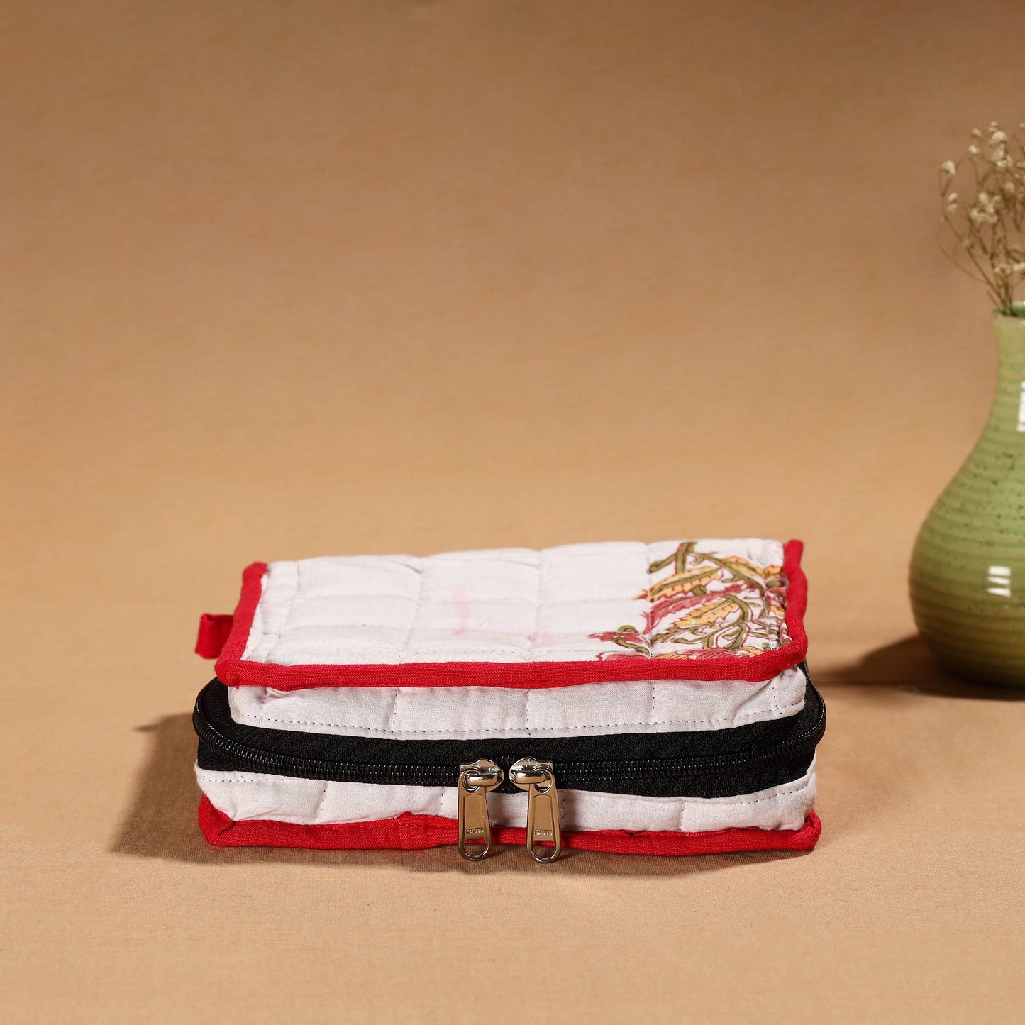 White Handmade Cotton Jewelry Organizer Bag for Travel