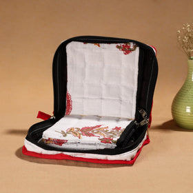 White Handmade Cotton Jewelry Organizer Bag for Travel