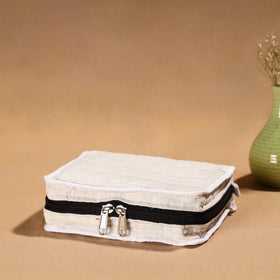 White Handmade Cotton Jewelry Organizer Bag for Travel 