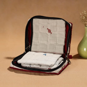 White Handmade Cotton Jewelry Organizer Bag for Travel 