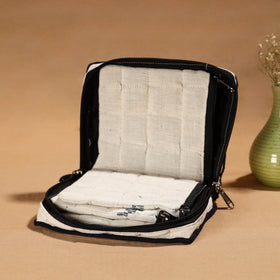 White Handmade Cotton Jewelry Organizer Bag for Travel