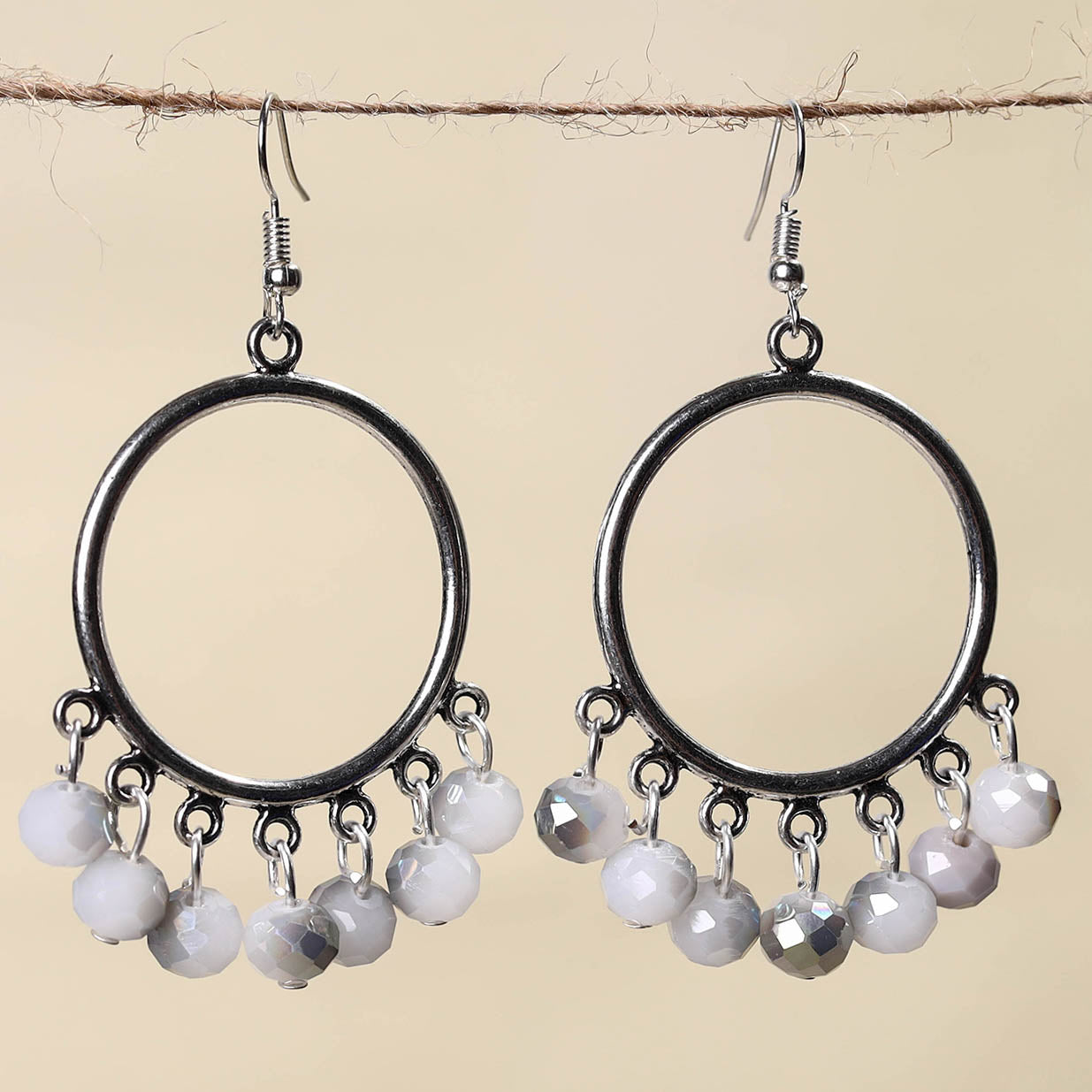 White - handmade beaded earrings 0. - handcrafted