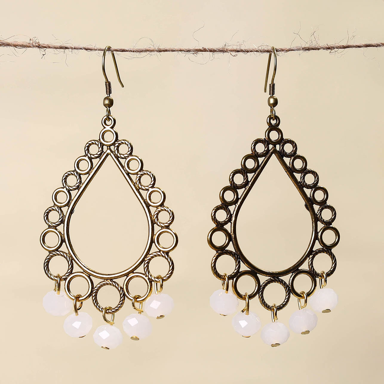 White - handmade beaded earrings 16 - handcrafted