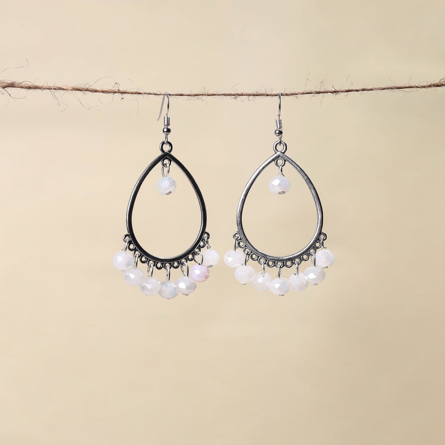 White - handmade beaded earrings 19 - handcrafted