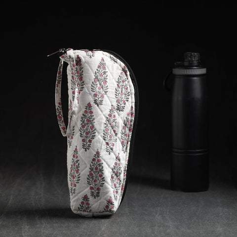 White Handmade Cotton 1L Water Bottle Cover
