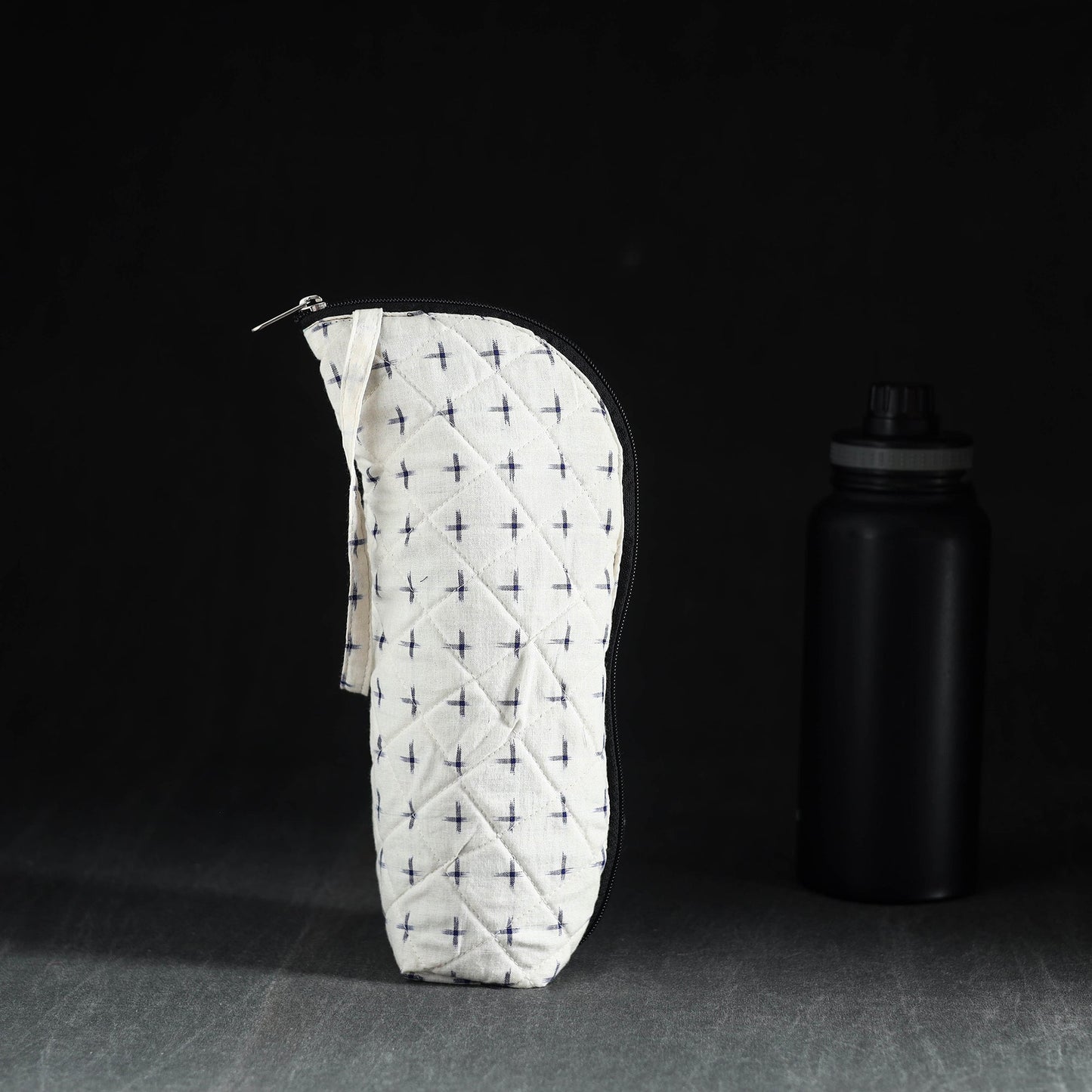 White Handmade Cotton 1L Water Bottle Cover