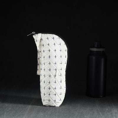 White Handmade Cotton 1L Water Bottle Cover