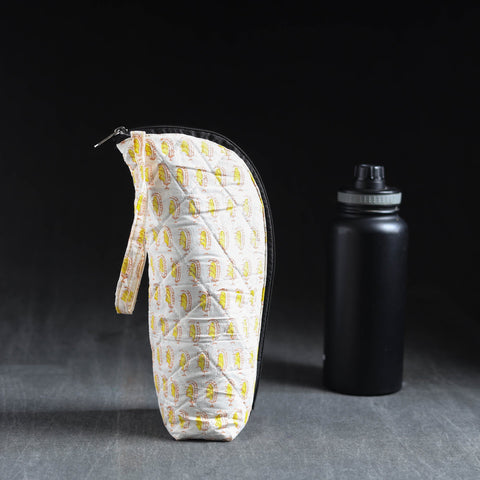 White Handmade Cotton 1L Water Bottle Cover