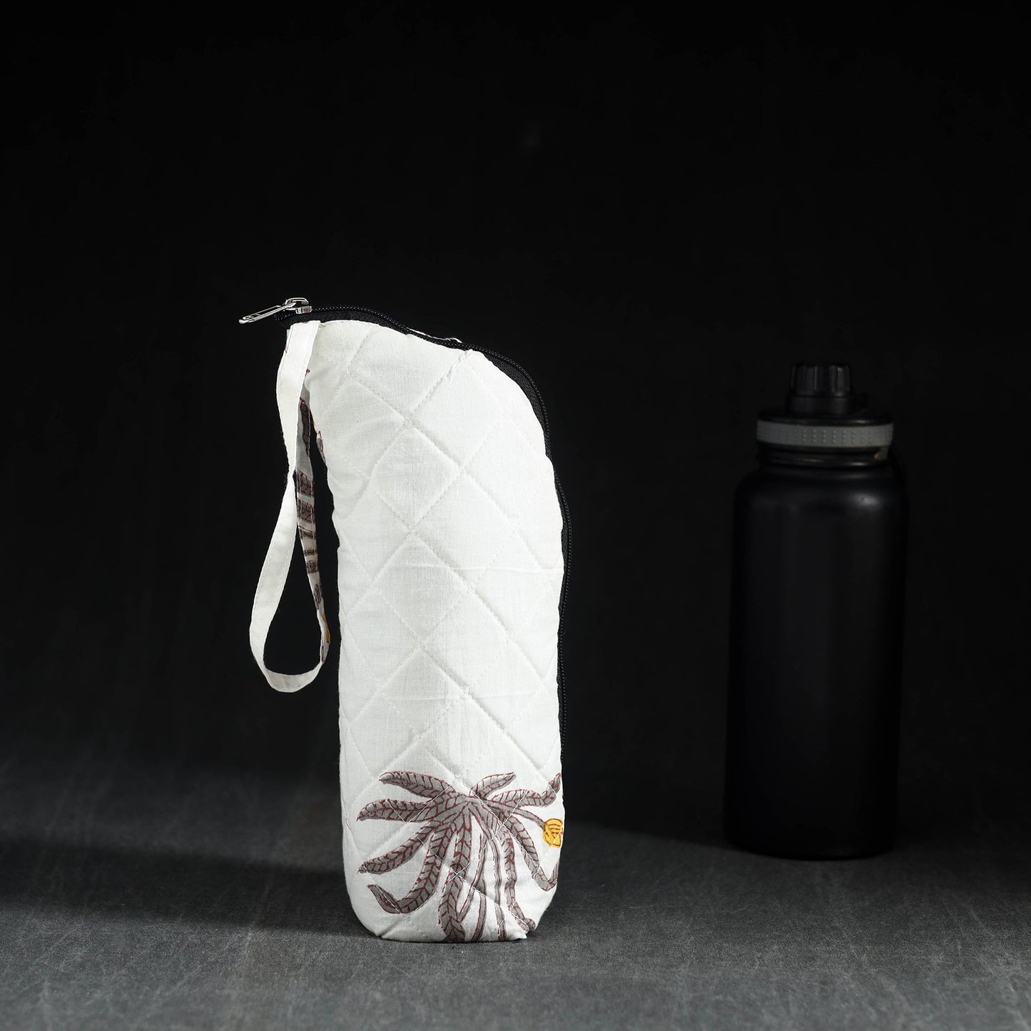 White Handmade Cotton 1L Water Bottle Cover