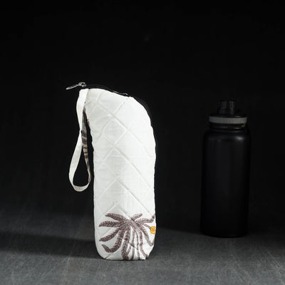 White Handmade Cotton 1L Water Bottle Cover